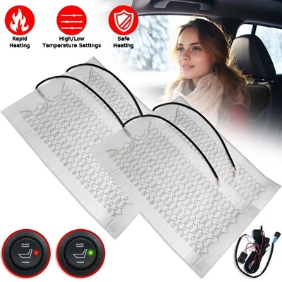 Universal Car Heated Seat Cover Winter 12V Carbon Fiber Vehicle Seat Heating Pad - Image 1 of 4