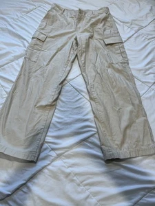 Uniqlo Damen Cargohose weites gerades Bein 100% Baumwolle khaki beige Größe Large  - Bild 1 von 3