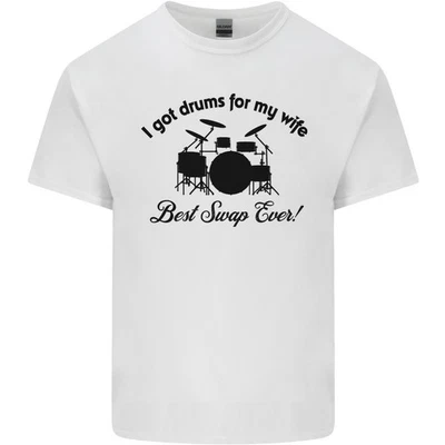 Batteria per My Wife Drumming Batterista Uomo Cotone Leggero T-Shirt - Immagine 1 di 4