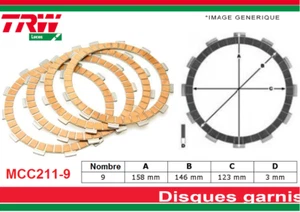 9 Disques d'embrayage garnis Kawasaki GTR 1000 ZGT00A 1991 1992 1993 1994 1995 - Photo 1/1