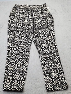 Bar III Trouser Pants Women's L Multi Printed Loose Fit Elastic Waist Drawstring - Picture 1 of 8