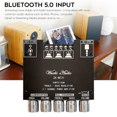 2.1 Channel Bluetooth 5.0 Subwoofer Digital Amplifier Board Power HiFi Audio AU - image 1 of 4