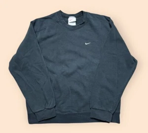 Vintage Nike 1990s Crewneck Sweatshirt Youth Large Black Vtg 90s Swoosh - Picture 1 of 3