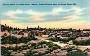 1940s ME Postcard Arcadia National Park Mt Cadillac Parking Desert Island Cars - Picture 1 of 2