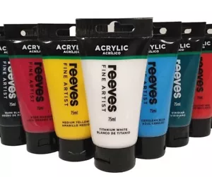 Acrylic Paint Set Tubes 75ml / 200ml | 15 Colours Pick n Mix | Reeves Artist - Picture 1 of 19