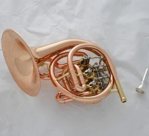 Prof Phosphor copper MiNi French Horn Bb Pocket horn Engraving Bell withCase - Picture 1 of 4
