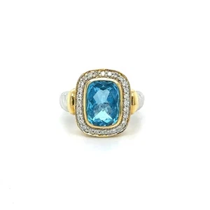 14k White Gold Blue Topaz Ring - Picture 1 of 4