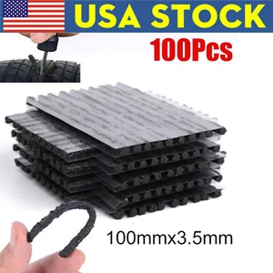 100Pcs TUBELESS CAR FLAT TIRE REPAIR PLUGS STRIPS REFILL 4" x 1/4" PLUG PATCHES - Picture 1 of 11