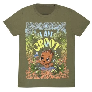 Official Marvel Studios T-Shirt – I Am Groot Seventies Retro Graphic Fan Tee - Picture 1 of 8