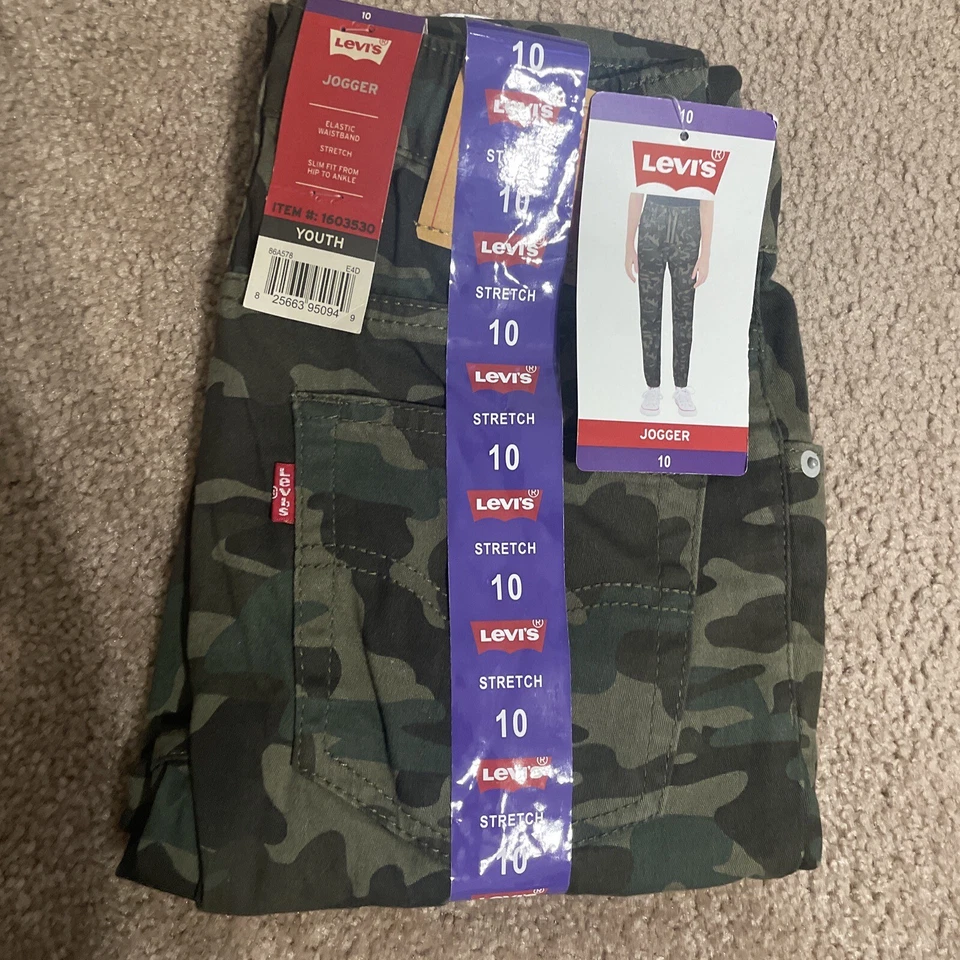 Boy's Levi's Camo Jeans Slim Fit Jogger Pants Size 10 Regular /