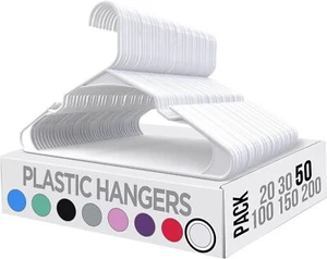 Plastic Hangers 50 Pack - Perfect for Clothes Hangers Space Saving - Durable - Picture 1 of 6