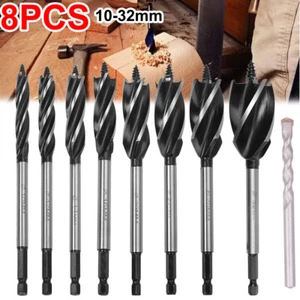 8Pcs High-Carbon Steel Fast Cut Wood Auger Wood Drill Bit Tools Set 10-32MM UK - Picture 1 of 16