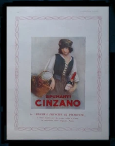 Pubblicità del 1929 SPUMANTE CINZANO RISERVA PRINCIPE DI PIEMONTE cornice 43x33 - Imagen 1 de 2