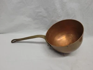 VINTAGE BAZAAR DE LA CUISINE NY/NY 6" SOLID COPPER POT BRASS HANDLE W/LID #5365 - Picture 1 of 23