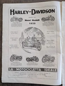 clipping Adversiting Harley Davidson nuovi Modelli 1929 Pubblicità 40 x 29,5 cm - Imagen 1 de 2