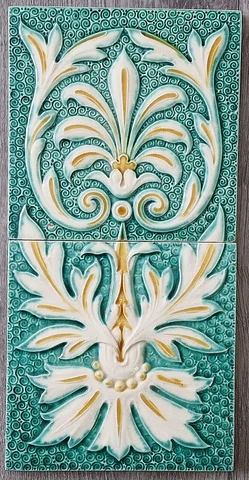 Panel Of Two Minton Hollins & Co Relief Moulded Tiles Neo Classical Motif C1920 Cover