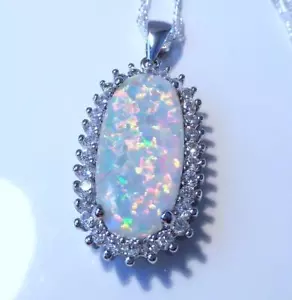(SP 23) GORGEOUS WHITE FIRE OPAL PENDANT - Picture 1 of 7