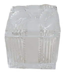 "Caja de regalo baratija cubierta de cristal de plomo 3,25"" cuadrada con tapa vidrio transparente Polonia"  - Imagen 1 de 12