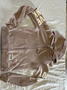 Victoria Secret Love Pink Zip Up Hoodie Youth Size Medium Logo - Picture 1 of 16