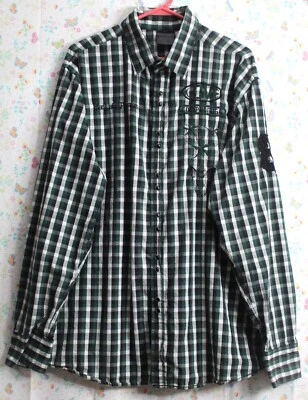 Blac Label Мужская 2XL стильный клетку длинным рукавом 100% хлопок Snap Down рубашка б/у в отличном состоянии - Изображение 1 из 4