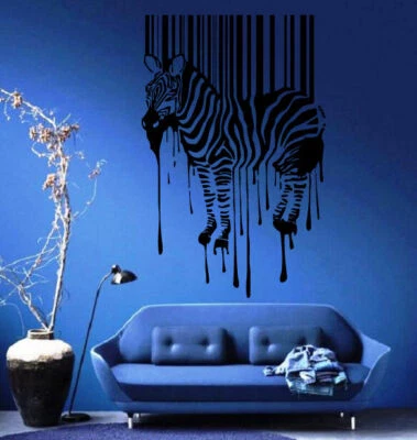 Zebra Silhouette Smudges Barcode Decor Wall mural vinyl Decal sticker M307 - Image 1 of 2