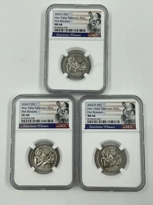 FIRST RELEASES!  2024 PDS PATSY TAKEMOTO AMERICAN WOMEN P D S AWQ NGC MS66 - Image 1 of 2