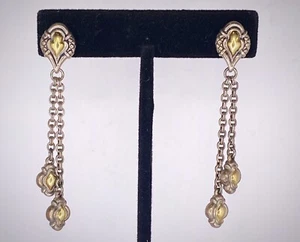 Designer Signed Scott Kay 750/18k Gold & Sterling Silver 925 Dangle Earrings - Picture 1 of 5
