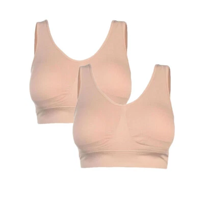 2 Pack Womens Ladies Sports Sleep Comfort Bras Full Cup Non-Wired Seamless Soft - Image 1 of 4