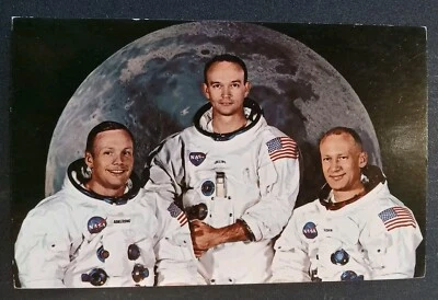 Postcard Apollo 11 Astronauts Neil Armstrong Buzz Aldrin Michael Collins Moon  - Image 1 of 2