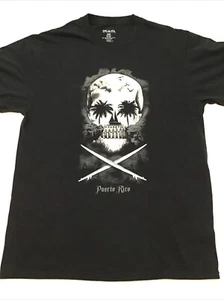 Del Sol Puerto Rico Beach Skull Surfing Design Black T Shirt / Size Medium - Picture 1 of 10