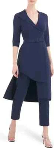 Mono Kay Unger Azul Medianoche Kori Walk-Through Mameluco Talla 14 $318 Menos Cinturón - Imagen 1 de 3