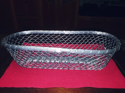 Aluminum Wicker Bread Or Fruit Basket.17"L X 7" W X 4"1/2 T.Made in India Cover