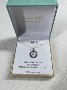 NIB Footnotes Sterling Silver 925 Necklace FAITH HOPE LOVE Pendant Charm Jesus - Picture 1 of 8