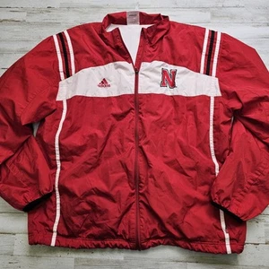 VTG Adidas Nebraska Cornhuskers Jacket Men’s L Red Windbreaker Full Zip - Picture 1 of 6