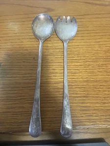 SET SERVIZIO CUCCHIAIO E FORCHETTA VINTAGE SHEFFIELD INGLESE PLACCATO ARGENTO MANICO LUNGO - Foto 1 di 8