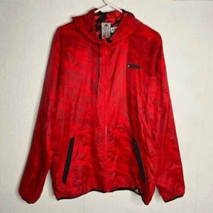 Giacca a vento Adidas mimetica nylon con cappuccio zip intera reversibile uomo taglia L rossa - Foto 1 di 11