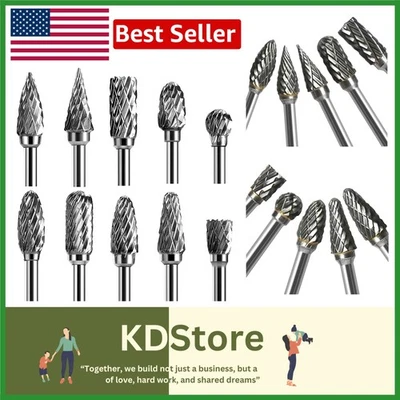 8Pcs Tungsten Carbide Burrs Rotary Burr Set Head 1/8'' Shank Die Grinder Bit US - Image 1 of 4