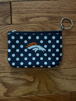 Monedero Denver Broncos con llavero azul blanco lunares Foto 1 de 3