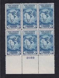 1935 Sc 753 Byrd Expedition 3c MNG no gum as issued plate block of 6 (FB - Picture 1 of 1