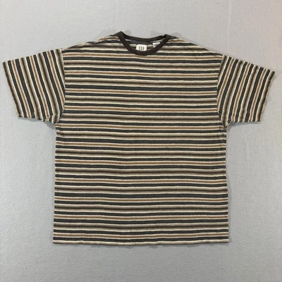 Camiseta Vintage Gap Rayas Talla L Años 90 Y2K Camiseta Patinador Grunge Marrón Foto 1 de 4
