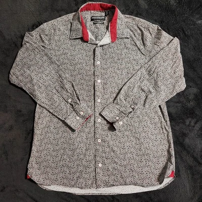 Nick Graham Men's Stretch Modern-Fit Black Red Dress Shirt Size 17-17.5 36/37 - Image 1 of 4