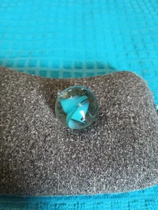 Vintage Four Veined Glass Marble Blue Shooter Hobby 1" Collectible  - Picture 1 of 7