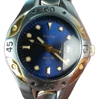 Bulova Marine Star Midnight Blue Unisex 2 Toned Analog Watch + Date Water Resist - Image 1 of 4
