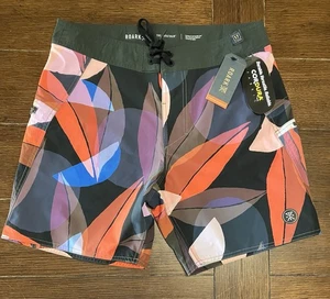 Roark The Boatman Boardshorts Herren 30 mehrfarbig Blätterdruck Shorts 17" Neu mit Etikett - Bild 1 von 4