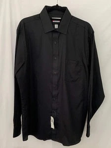 NWT - VAN HEUSEN Black Flex Collar Regular Fit Wrinkle Free Dress Shirt - Size 1 - Picture 1 of 6