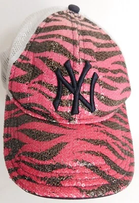 Gorra juvenil Yankees NY niñas rosa aprox 4 a 6 Snapback piel de pez falsa gorra MLB  Foto 1 de 4