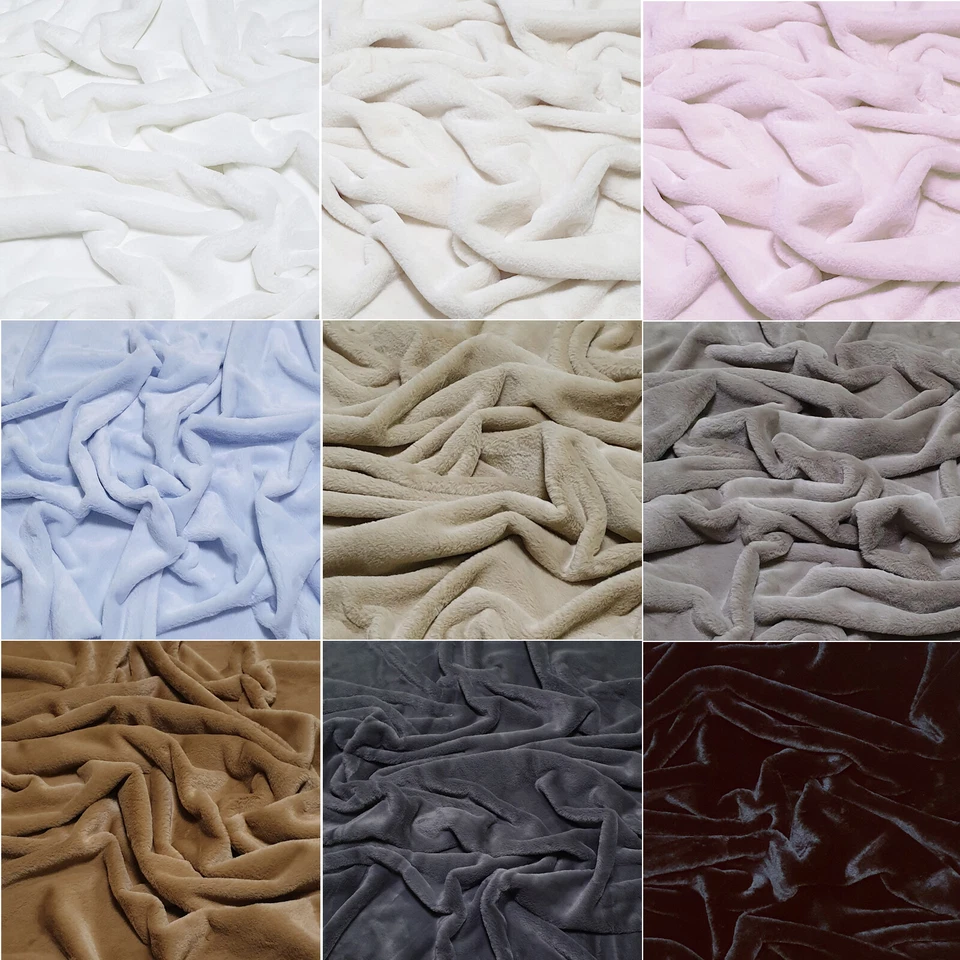 SOFT MINK FAUX FUR 10MM LONG HAIR LAMBY PLUSH DOLL CLOTH FABRIC SOLID MATTE 60"W - Image 1 of 4