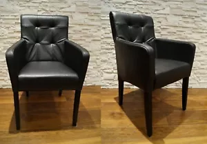 Glanz Schwarz Echtleder Esszimmerstühle Stuhl Leder Stühle Rindsleder Sessel - Bild 1 von 10