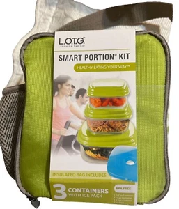 Lunch On The Go Smart Portion Kit Insulated Lunch Bag w/ Ice Pack Neon/Gray - Picture 1 of 6