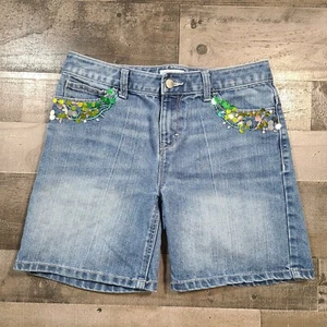 Old Navy Bermuda Shorts Girls16 Blue Mid-Rise Sequined Casual Stone Wash Denim - Picture 1 of 11